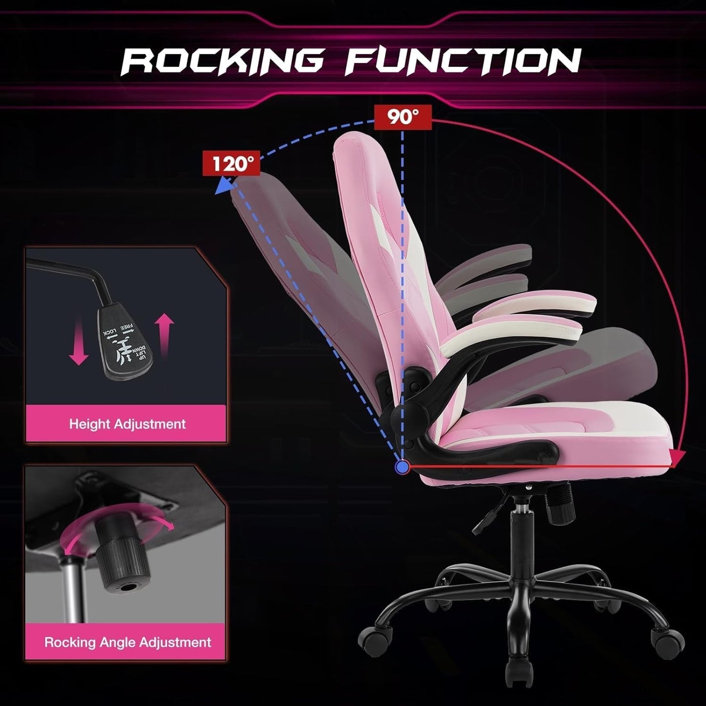 Computer Gaming Desk Chair - Pink Ergonomic Office Executive