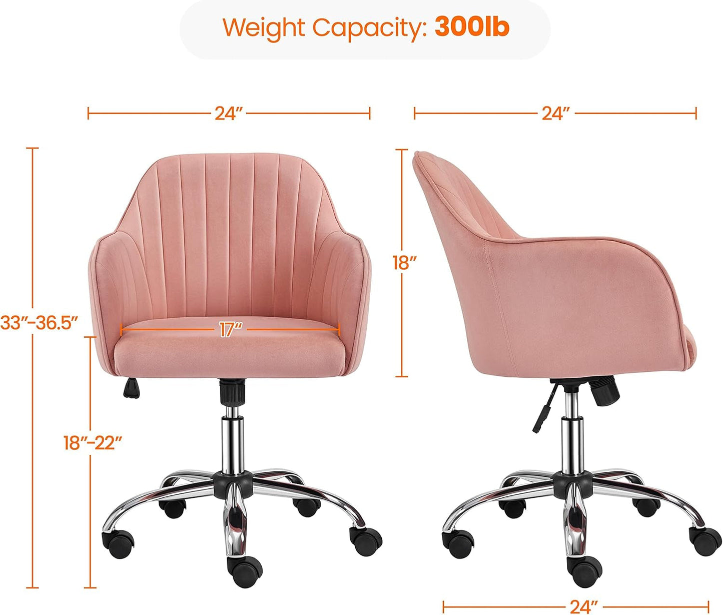 Pink Velvet Office Chair