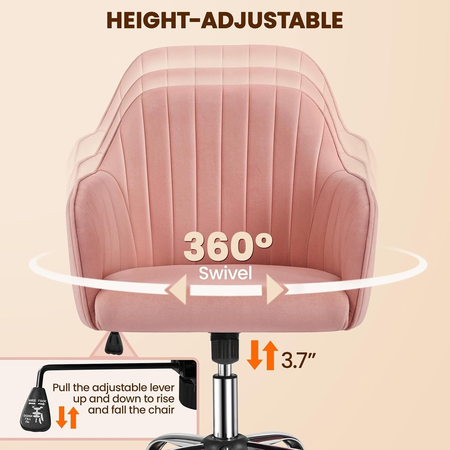 Pink Velvet Office Chair