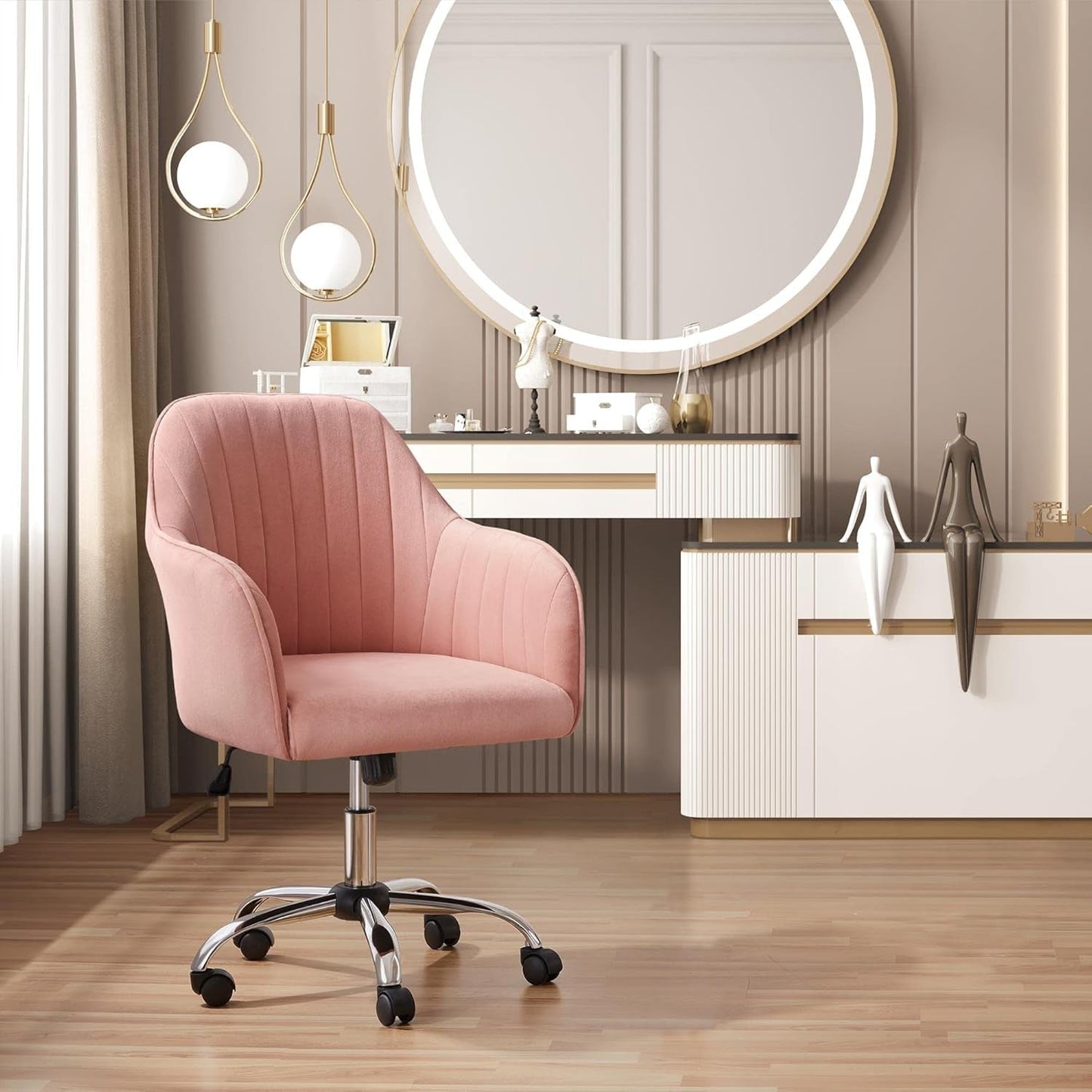 Pink Velvet Office Chair