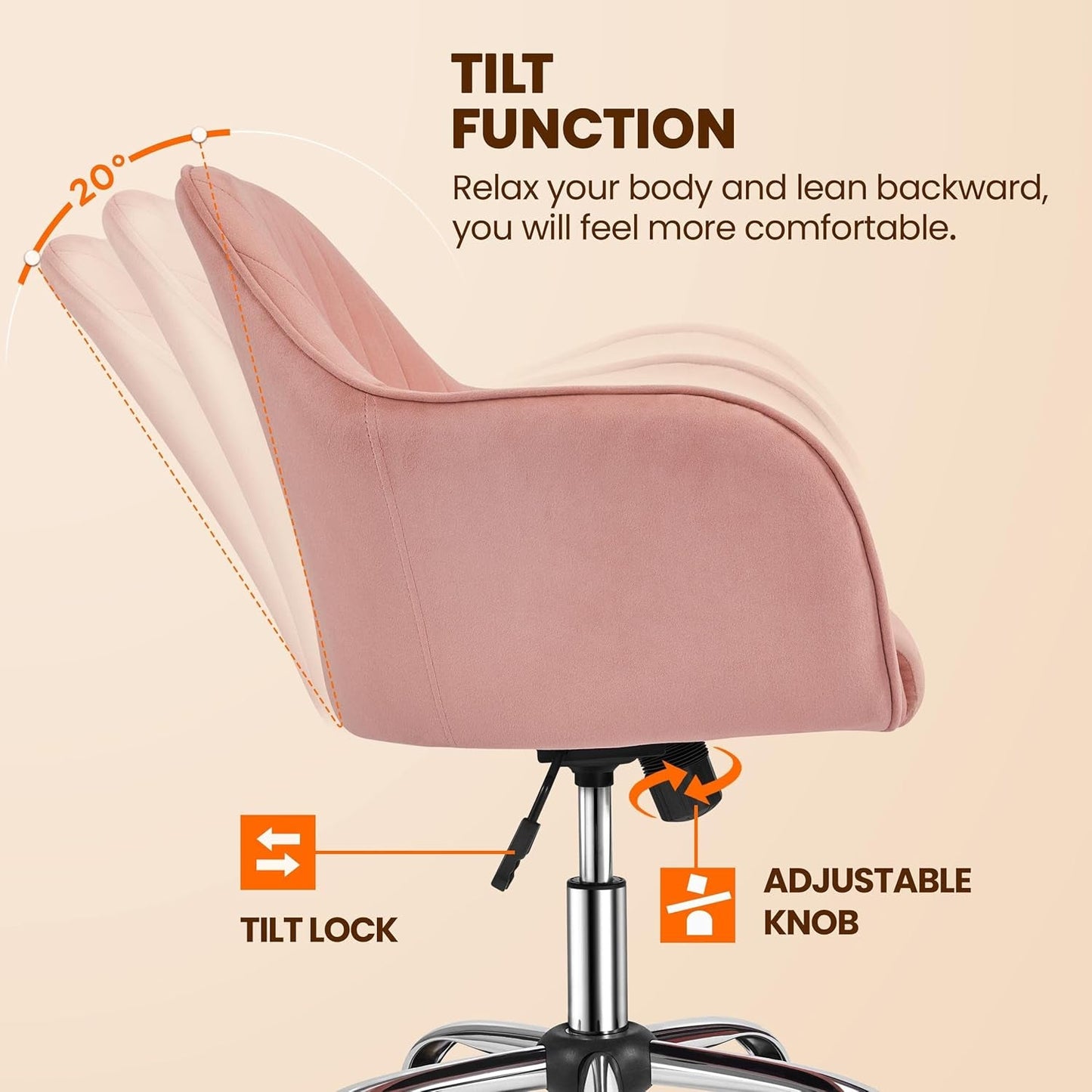 Pink Velvet Office Chair