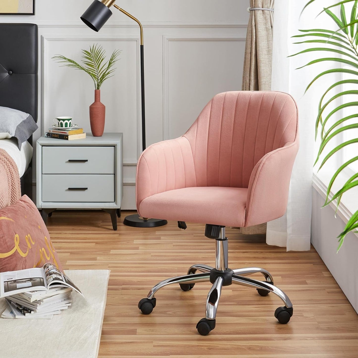 Pink Velvet Office Chair