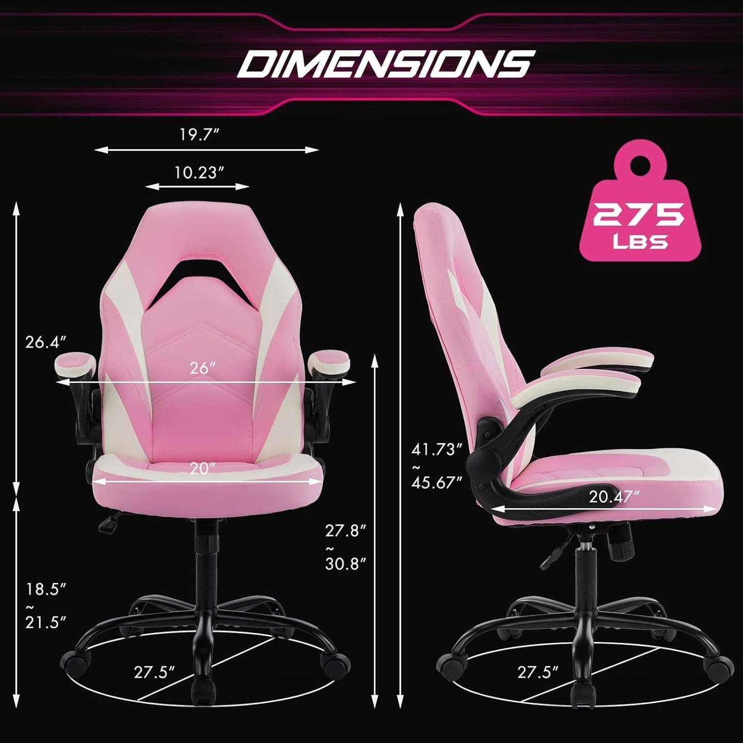 Computer Gaming Desk Chair - Pink Ergonomic Office Executive