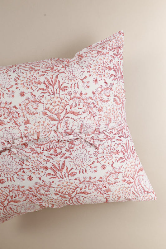 Pink Blush Meadow Hand Block Print Pillow