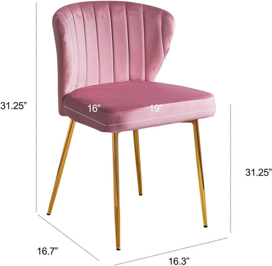 Pink Velvet Dining Chairs Set of 4, Modern Dining Chairs with Golden