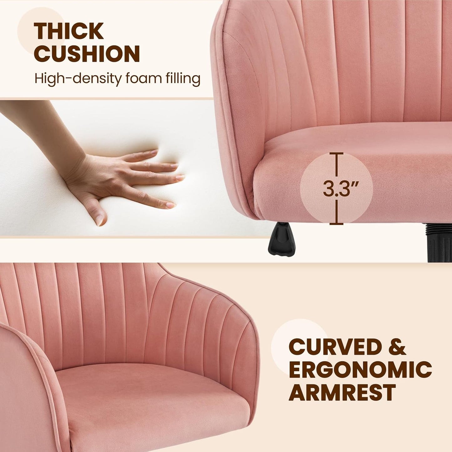 Pink Velvet Office Chair