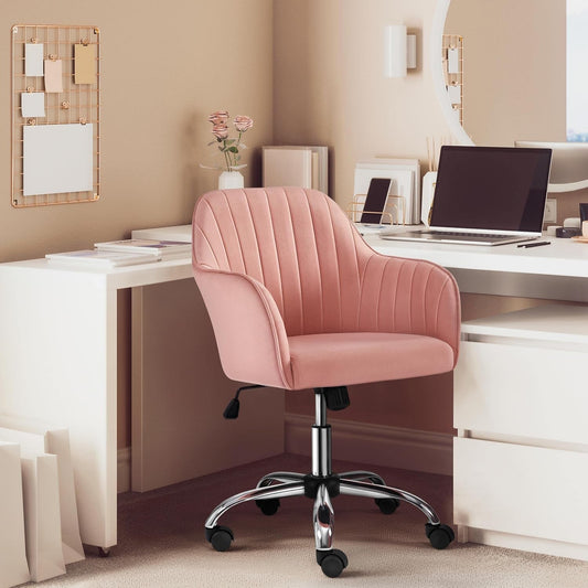 Pink Velvet Office Chair