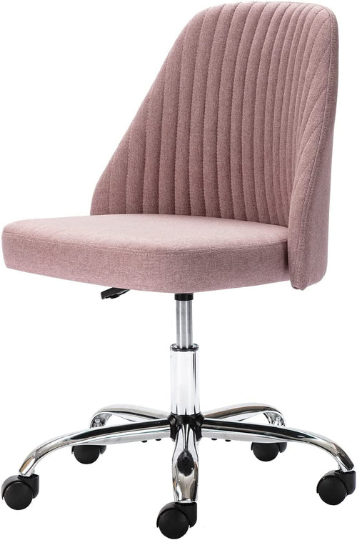 Modern Pink Rolling Desk Chair front view