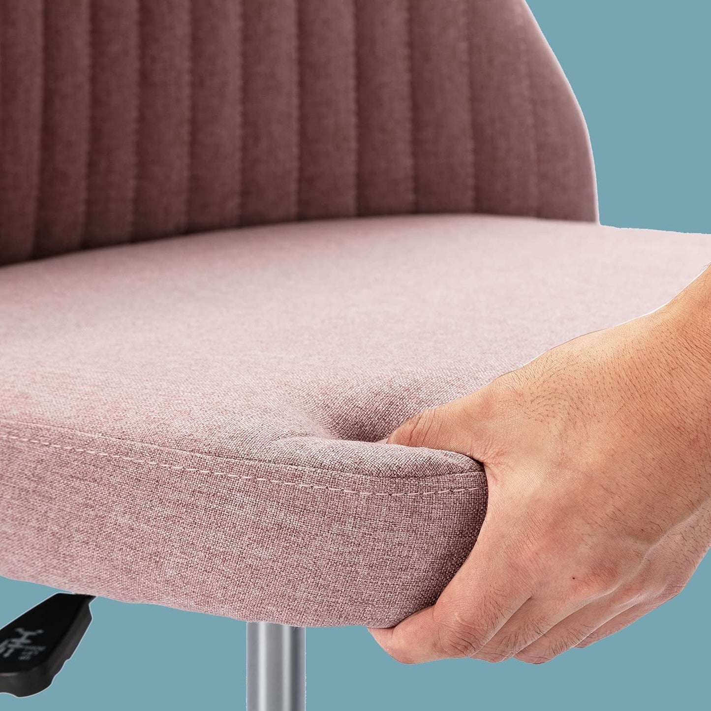 Modern Pink Rolling Desk Chair with hand squeeing soft foam seat