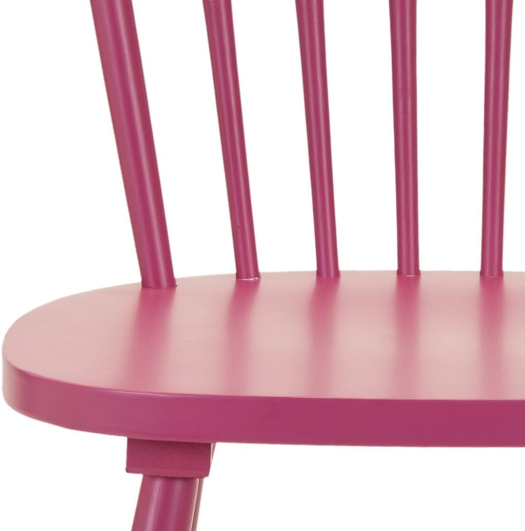Raspberry Pink Wood Spindle Kitchen Side Chair Set wood seat and spindle closeup detail