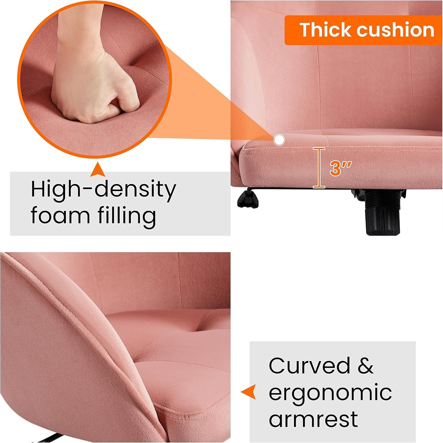 pink upholstered velvet office chair details about ergonomic design for comfort 