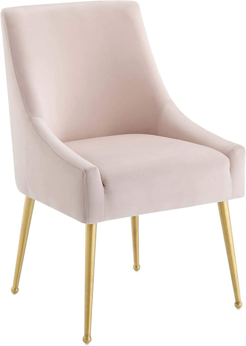  Pink Velvet Dining Chair or Vanity Seat side angle view