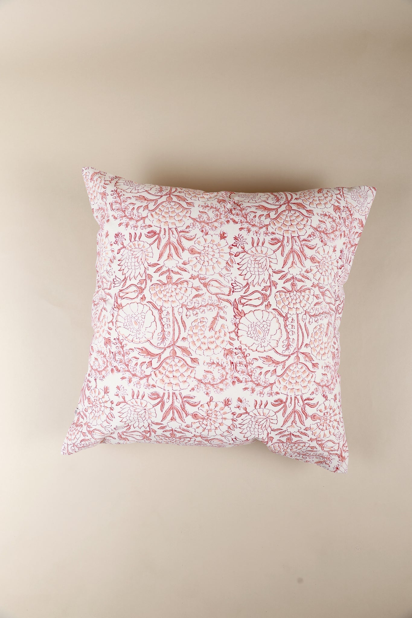 Pink Blush Meadow Hand Block Print Pillow