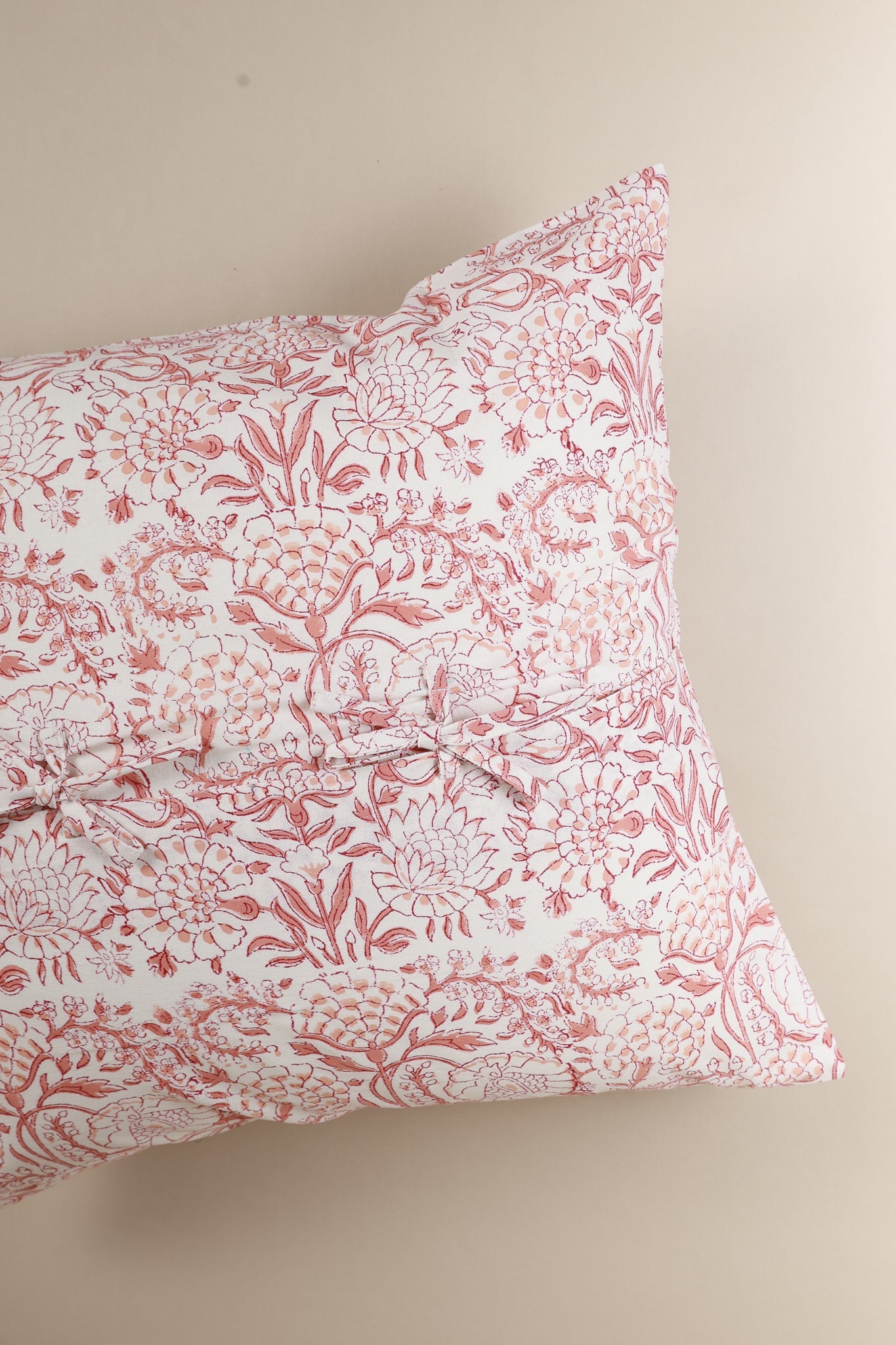 Pink Blush Meadow Hand Block Print Pillow