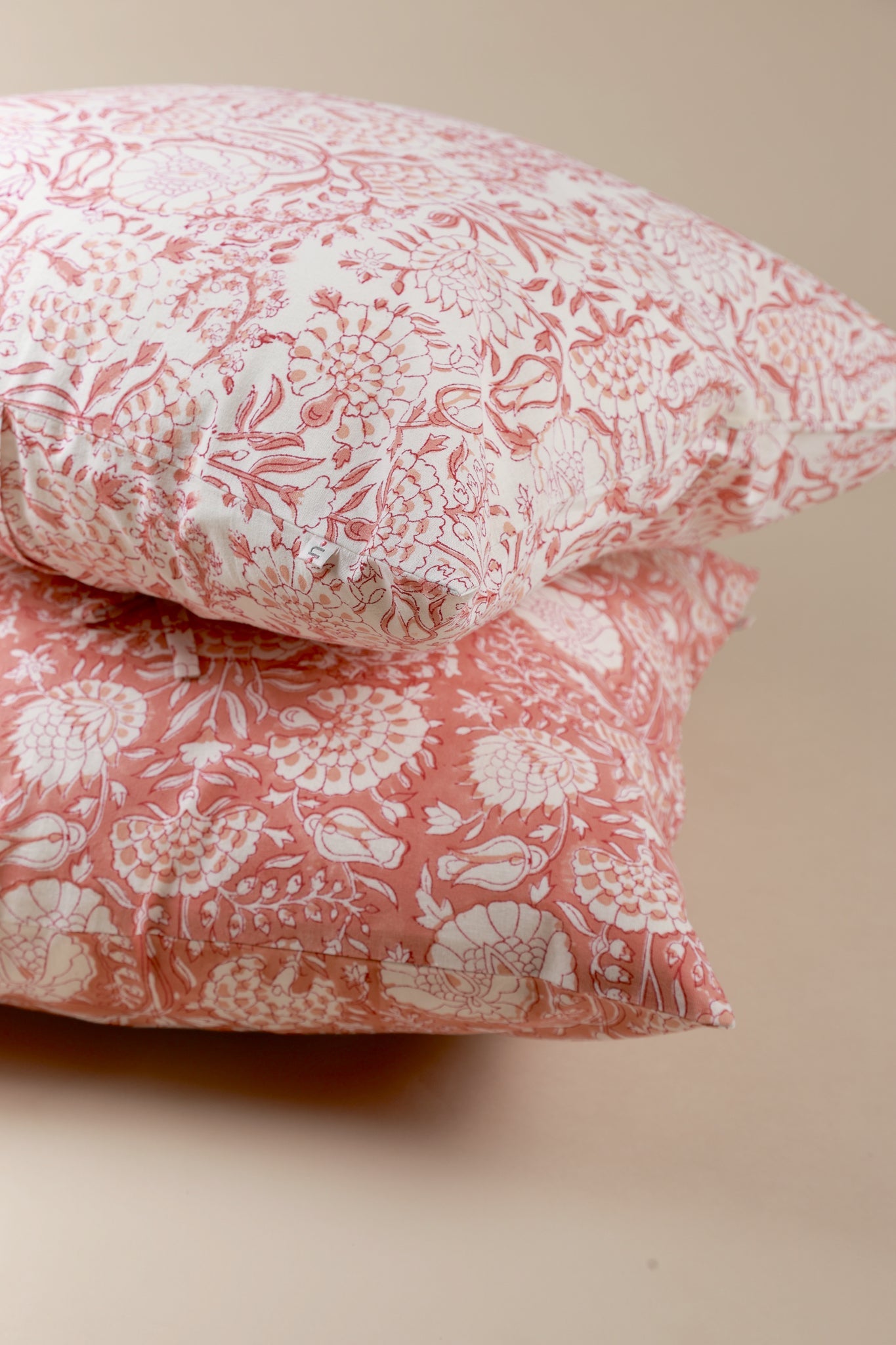 Pink Blush Meadow Hand Block Print Pillow