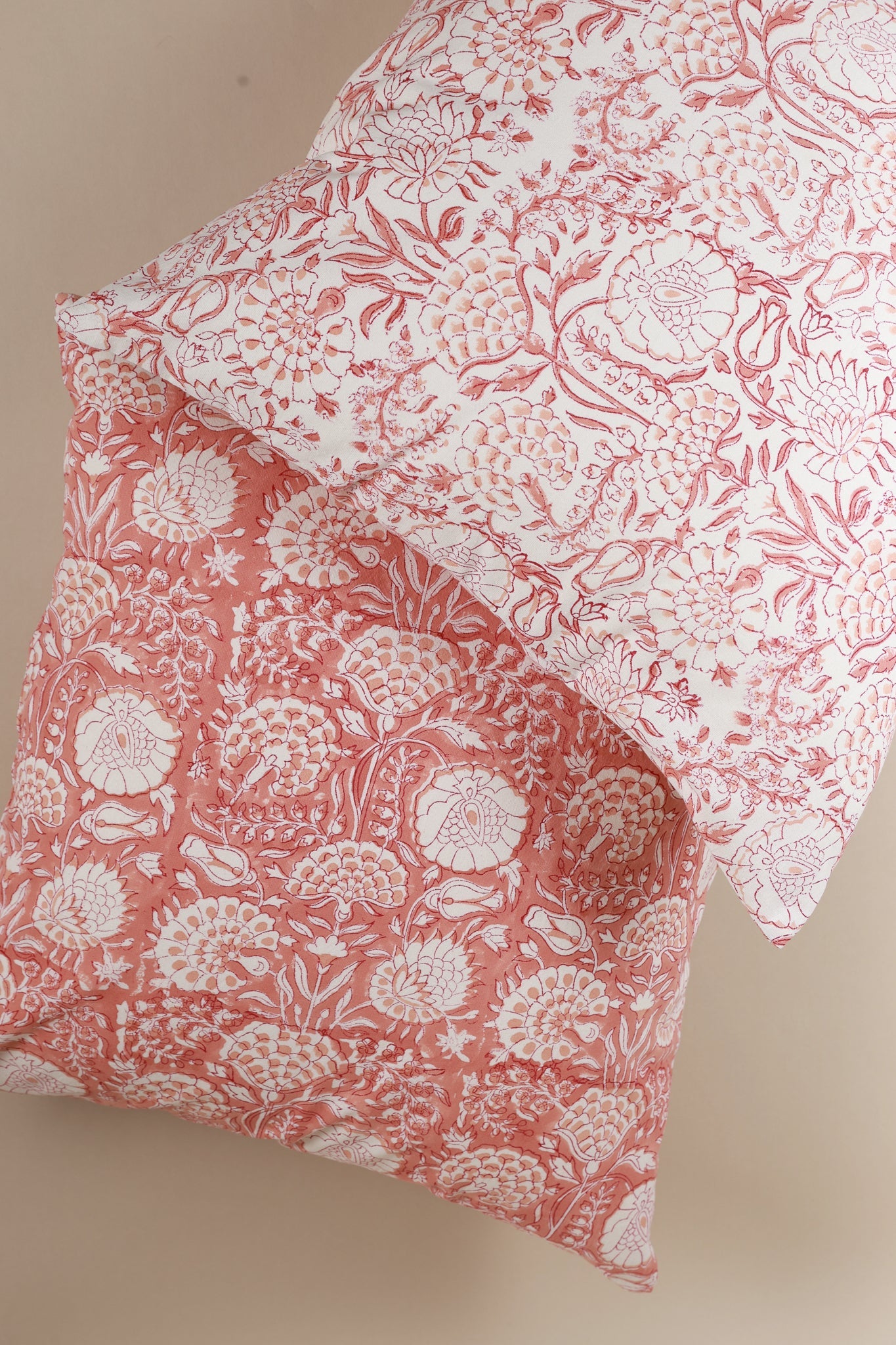 Pink Blush Meadow Hand Block Print Pillow