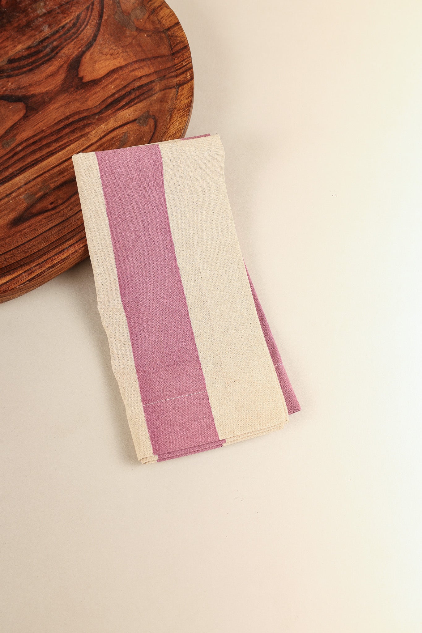 Pink Stripes (Rose) Block Print Napkins, Set of 4