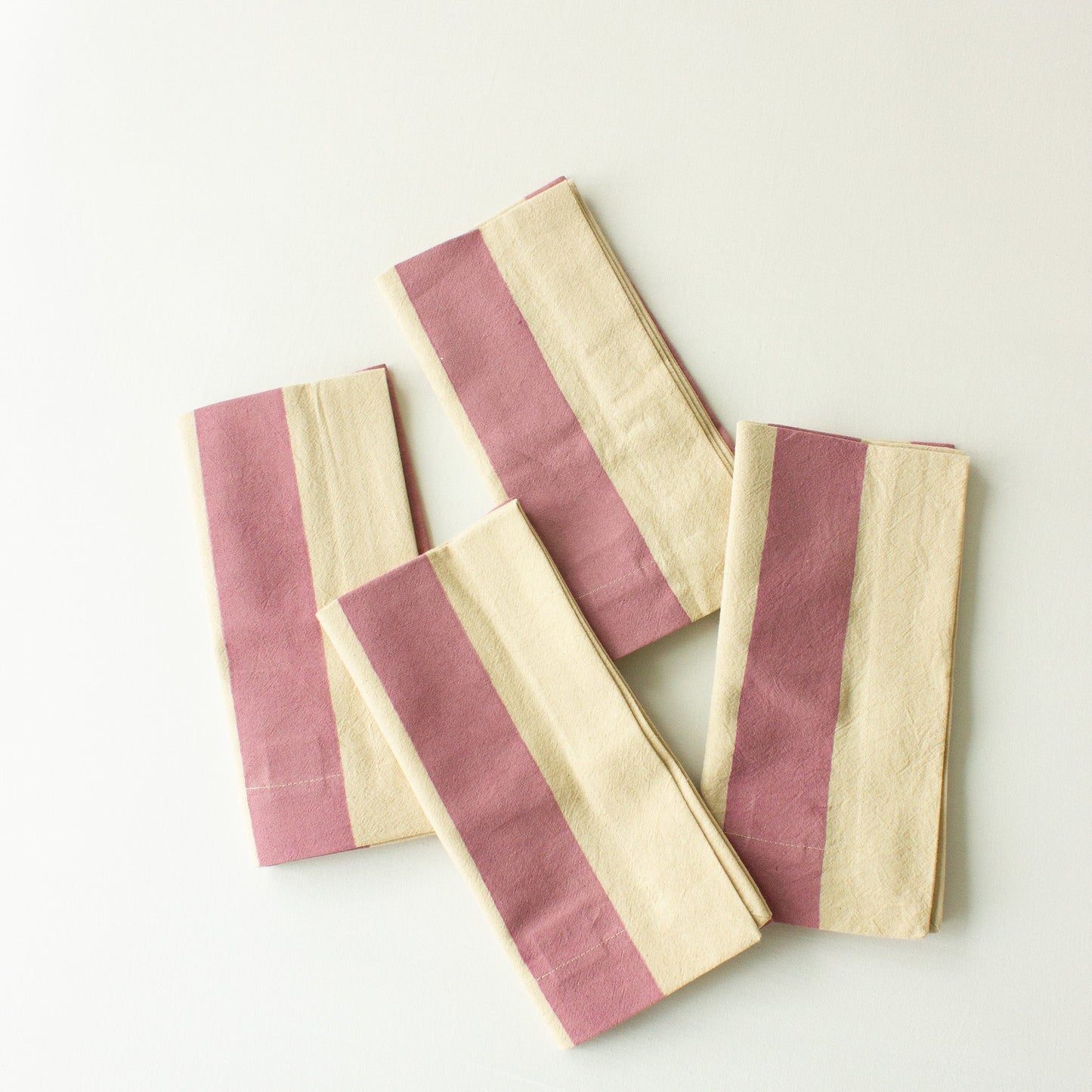 Pink Stripes (Rose) Block Print Napkins, Set of 4