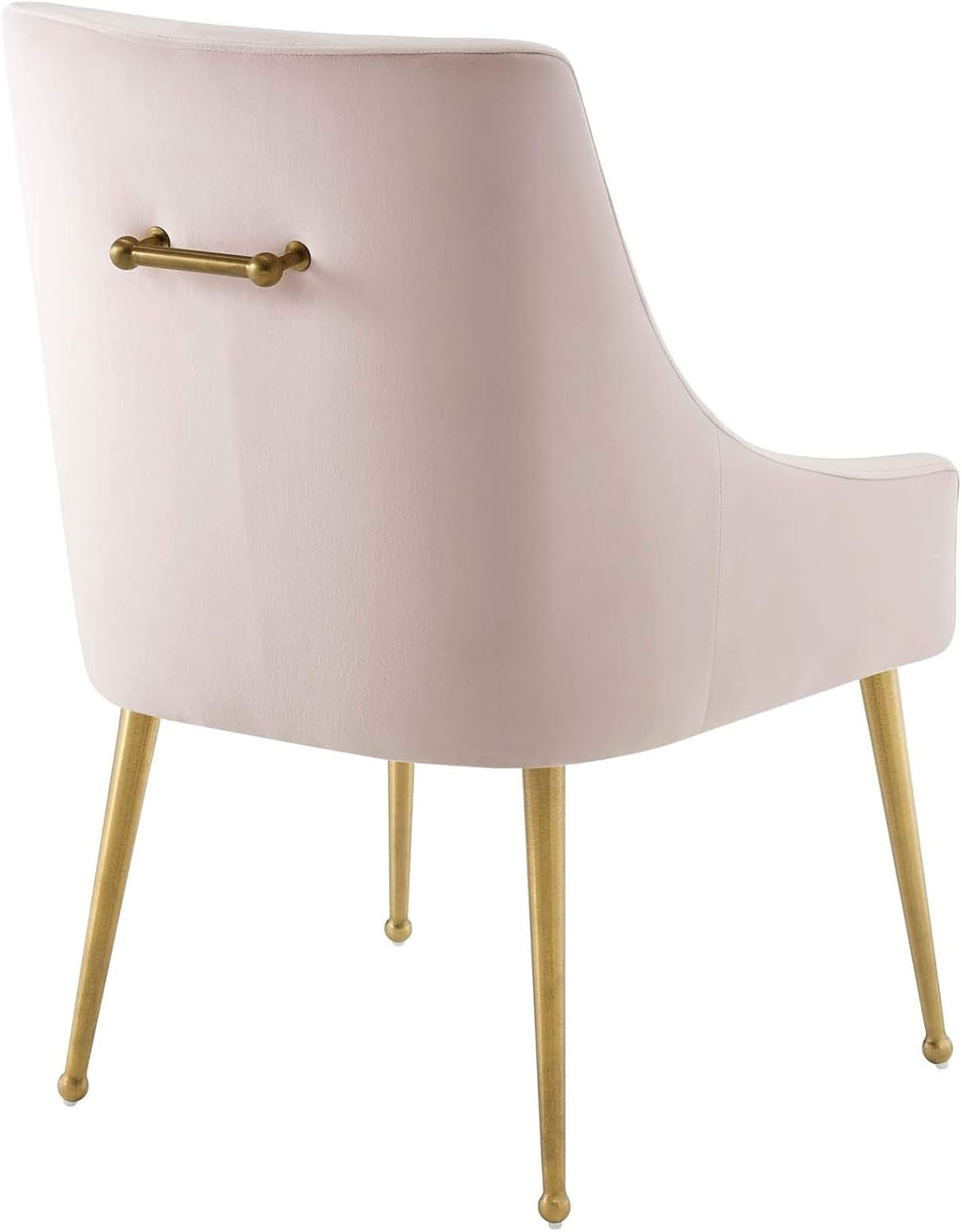  Pink Velvet Dining Chair or Vanity Seat back details with metal back handle