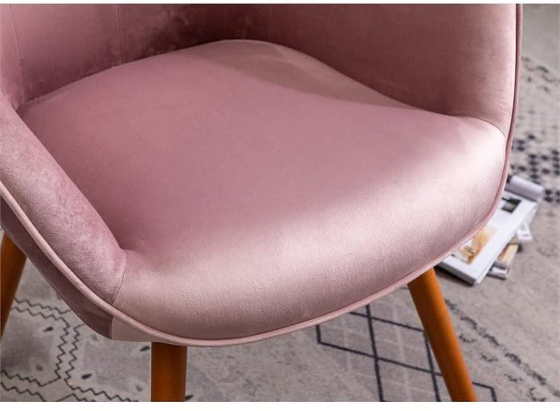 Contemporary Dark Pink Velvet Accent Chair with Tufted Back as a side chair in a living room seat view closeup