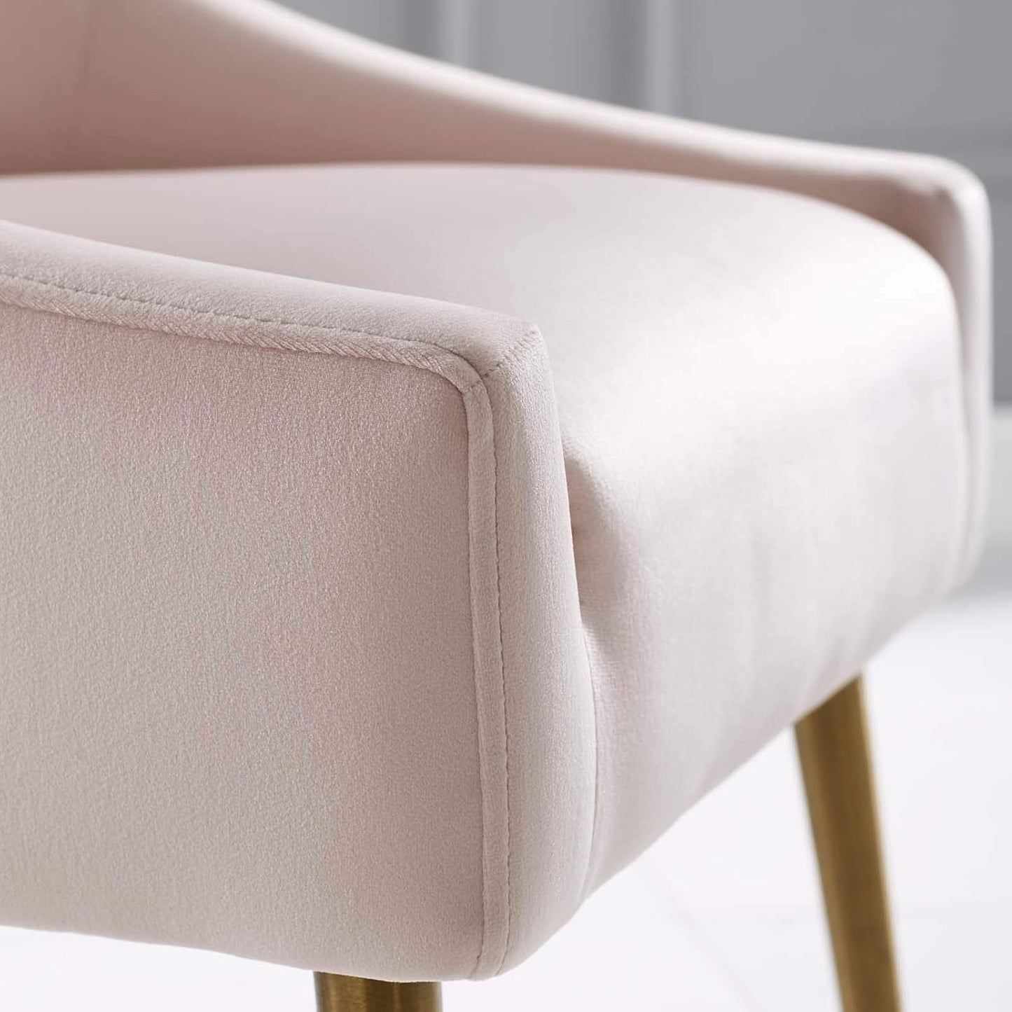  Pink Velvet Dining Chair or Vanity Seat close up of upholstered fabric