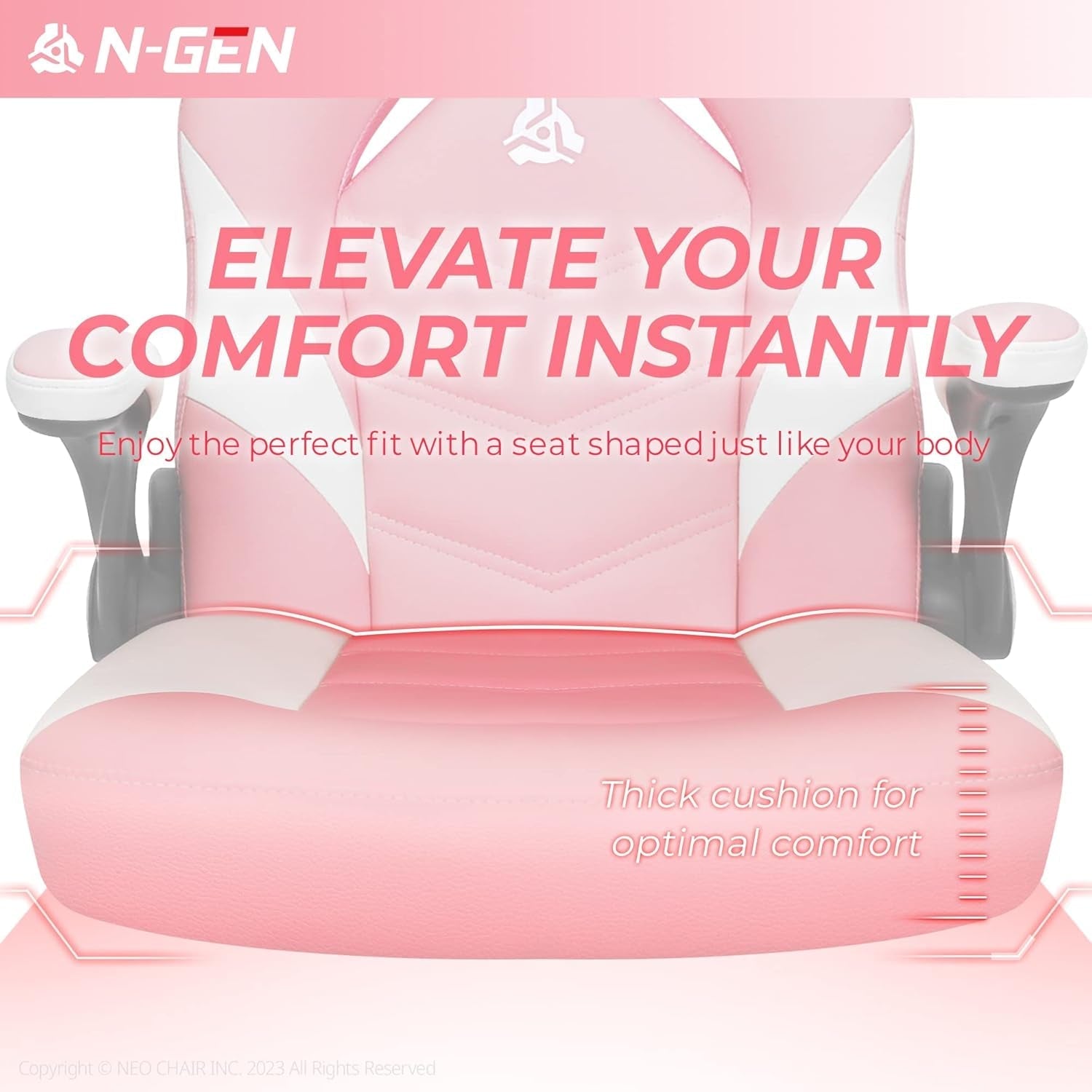 Pink Video Gaming Computer Chair with thick cushion for most comfort details