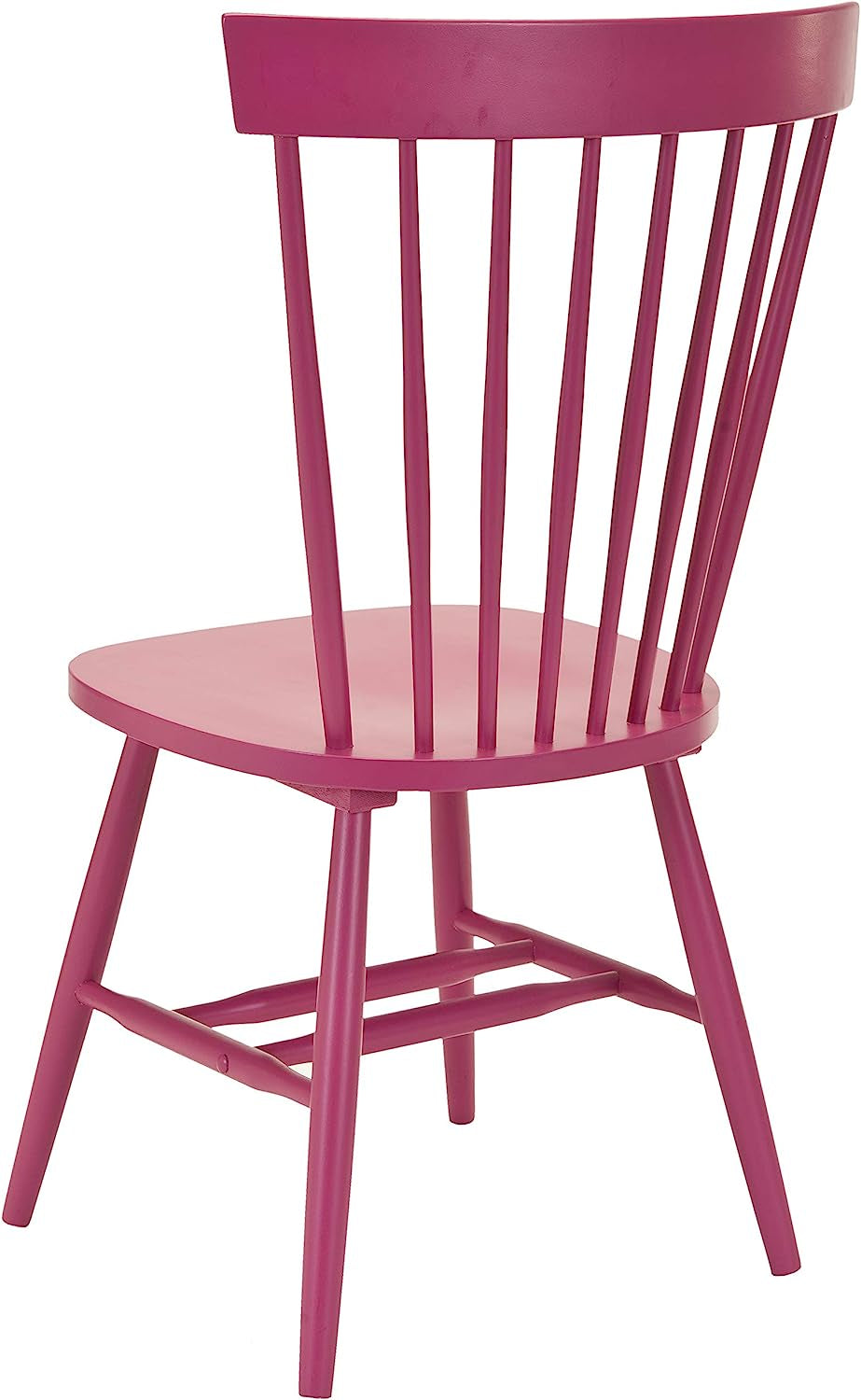 Raspberry Pink Spindle Kitchen Side Chair Set back view wood spindle detail