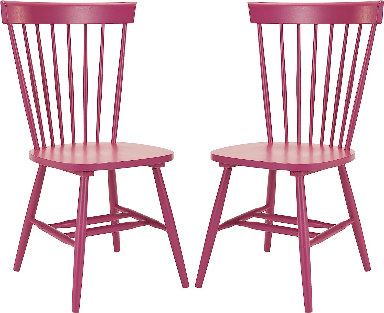 Raspberry Pink Spindle Kitchen Side Chair Set of 2 on white background